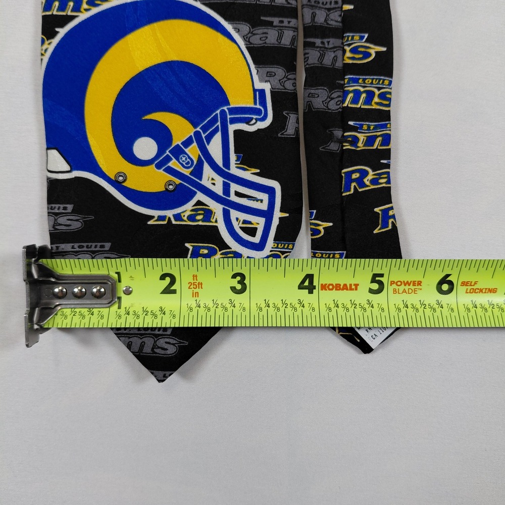 Vintage 1998 St Louis Rams NFL Silk Necktie Black Helmet Logo Ralph Marlin NWT - Picture 8 of 10